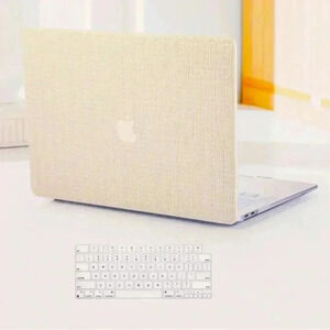 Hard Shell Case for MacBook Pro 13" with Keyboard Cover Beige Textured Slim New